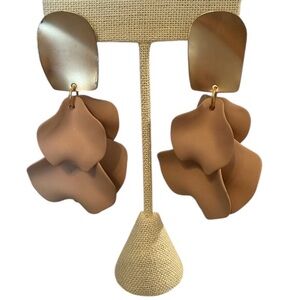 #700 Blush Petal Statement Earrings Matte Floral Drop